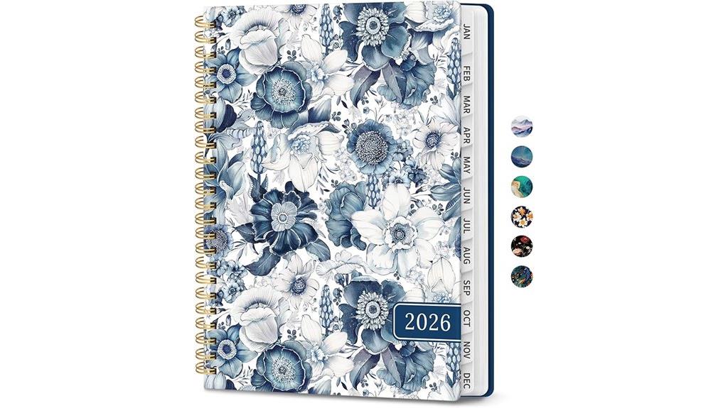floral blue monthly planner