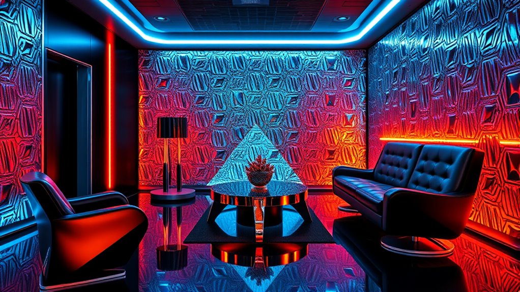 futuristic metallic neon accents