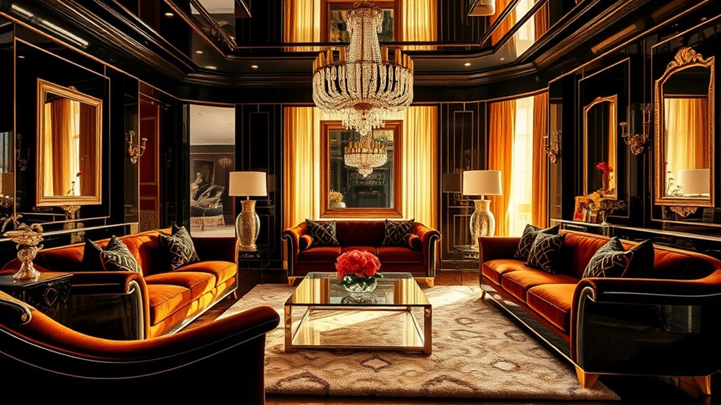 glamorous geometric mirrored decor