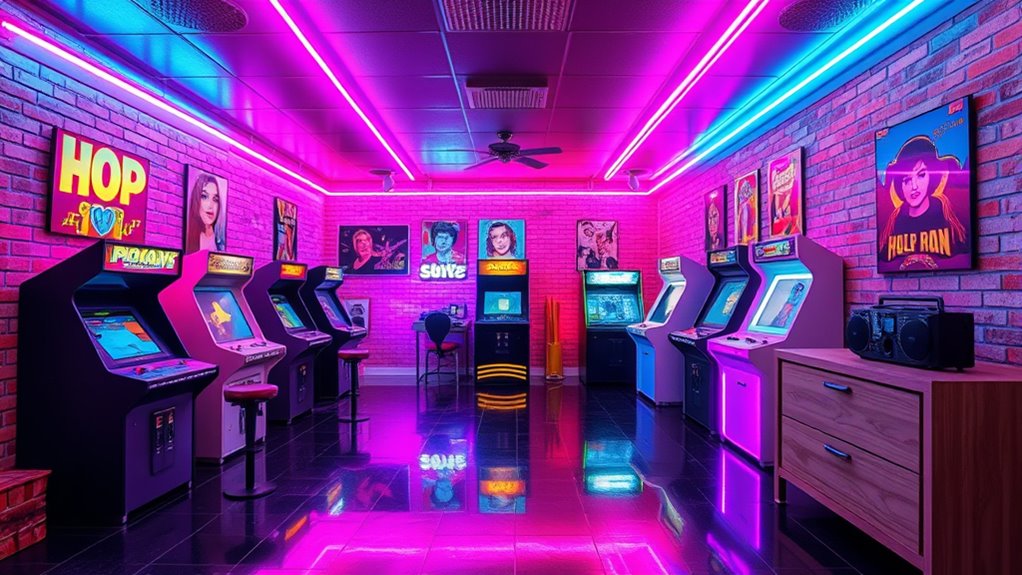 retro 80s arcade decor