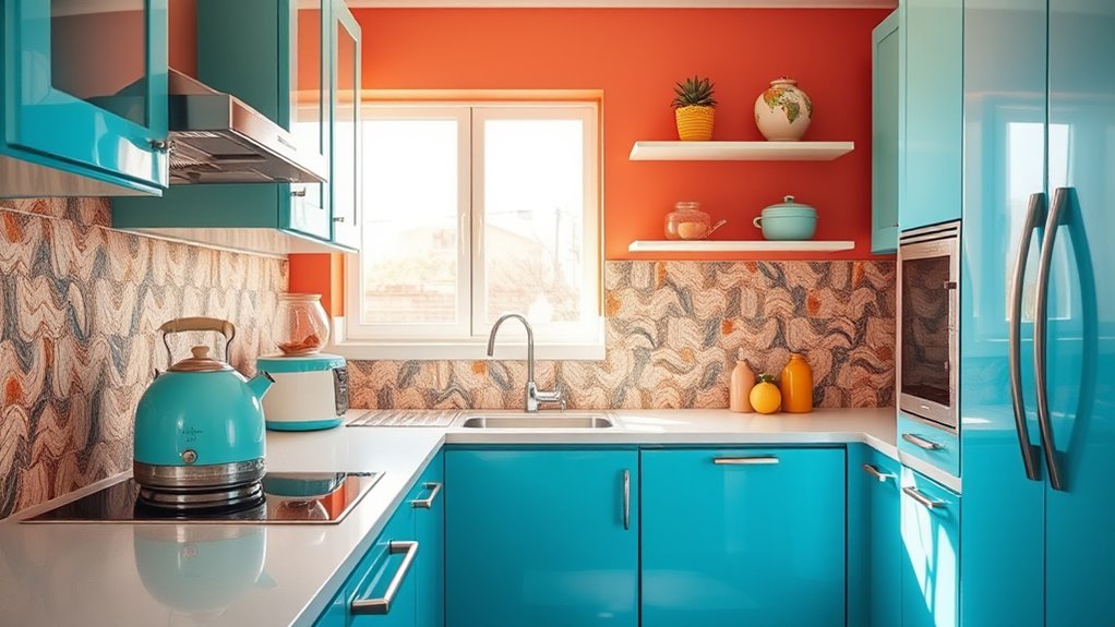 retro blue coral accents