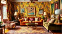 retro clashing pattern decor