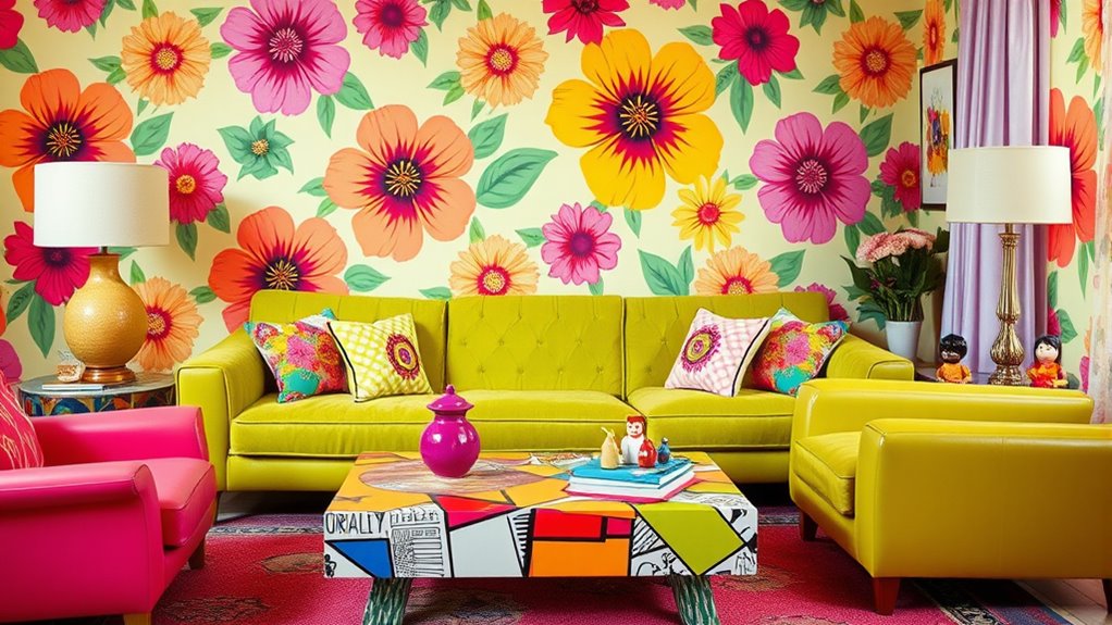 retro colorful 60s decor