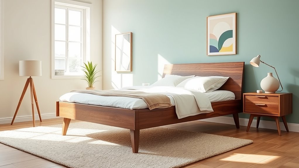 select durable mid century bed frame