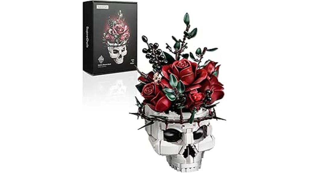 skull rose flower set