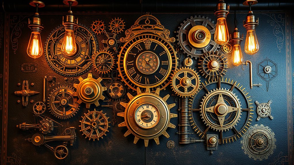 steampunk mural focal wall