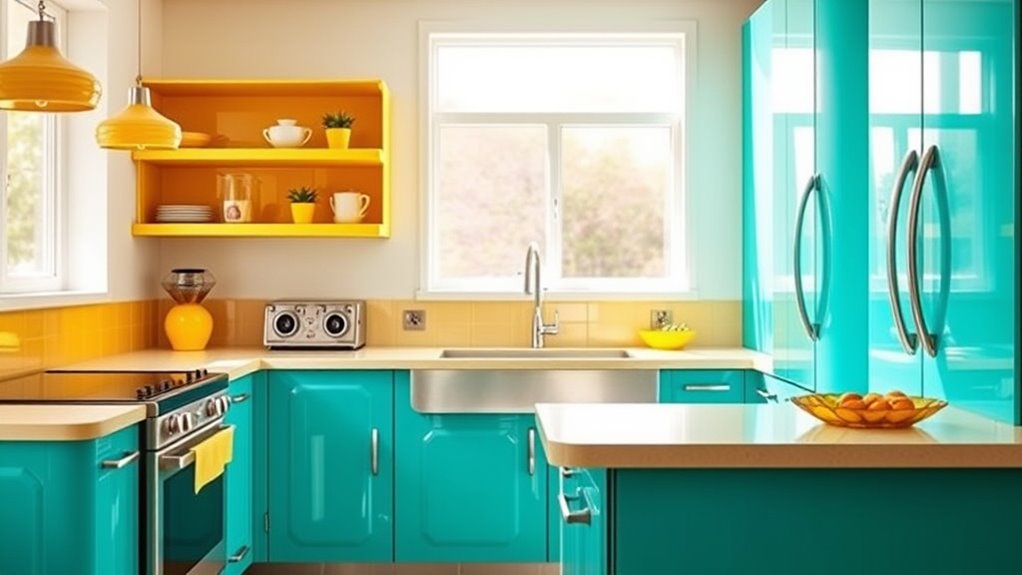 vibrant turquoise and yellow