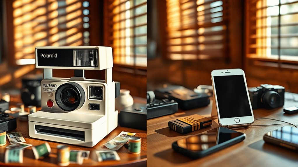 vintage cameras and instant photos