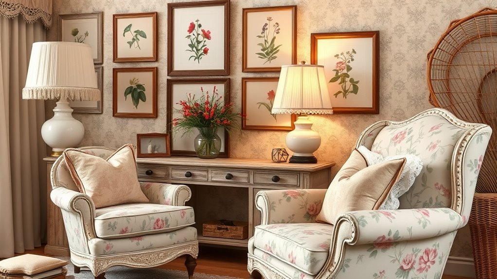 vintage floral textured decor