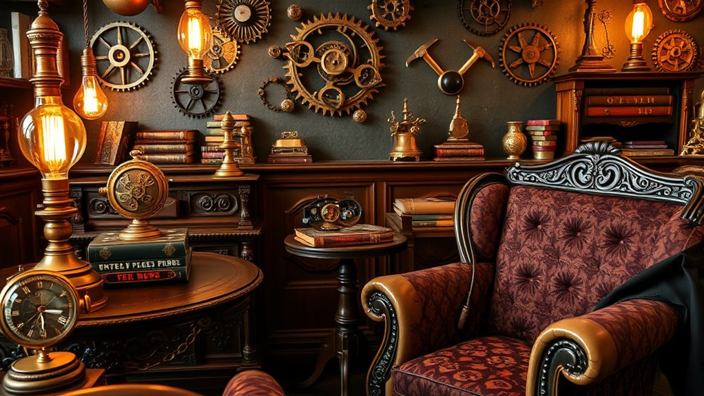 vintage gears and industrial accents