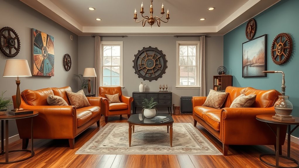 vintage hues with metallic accents