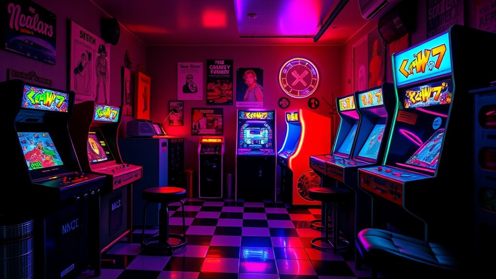 vintage neon arcade lighting