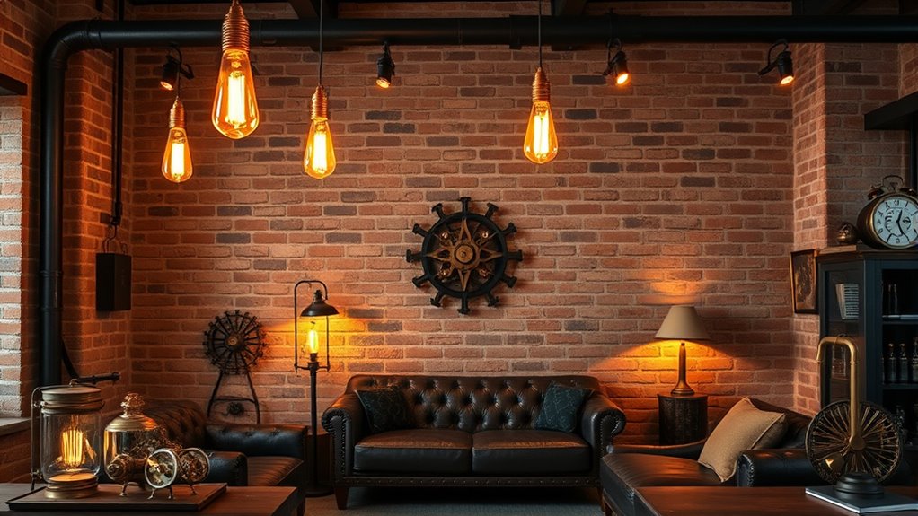 warm vintage industrial lighting