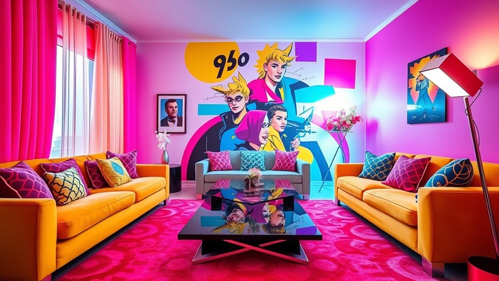 bold neon geometric decor