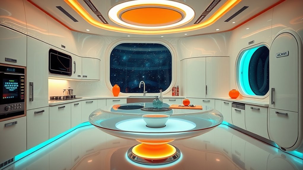 futuristic retro space kitchen