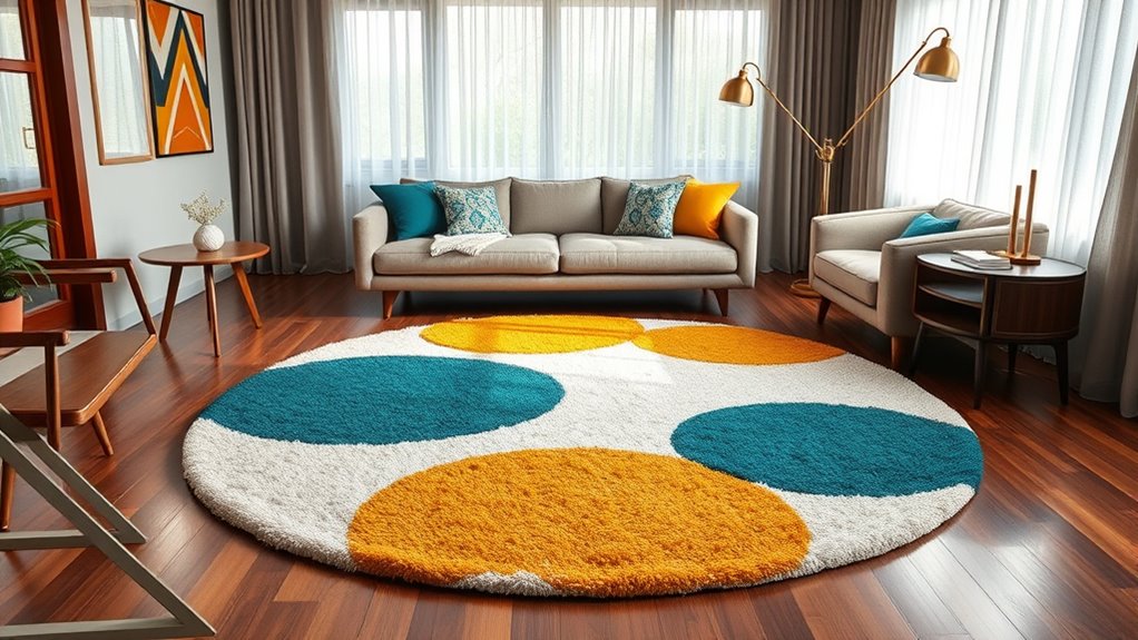 mid century living room rug