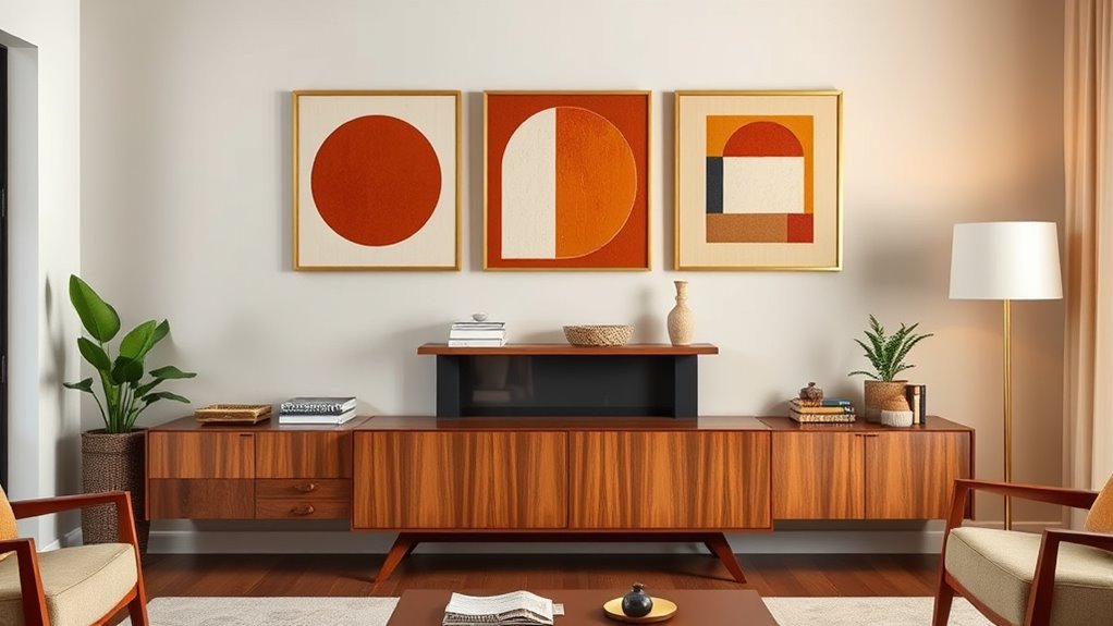 mid century wall art arrangement