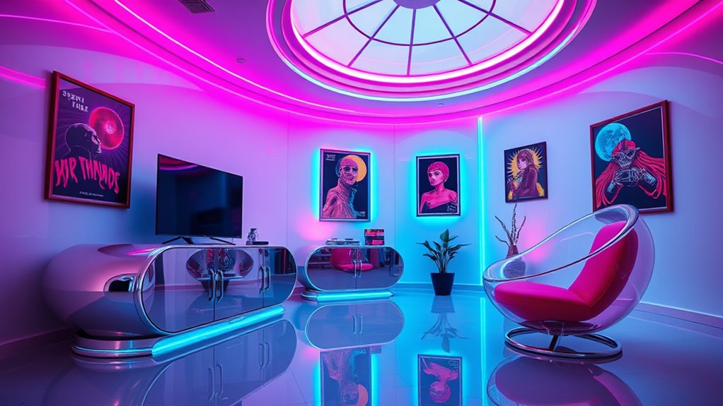 neon lit space age futurism