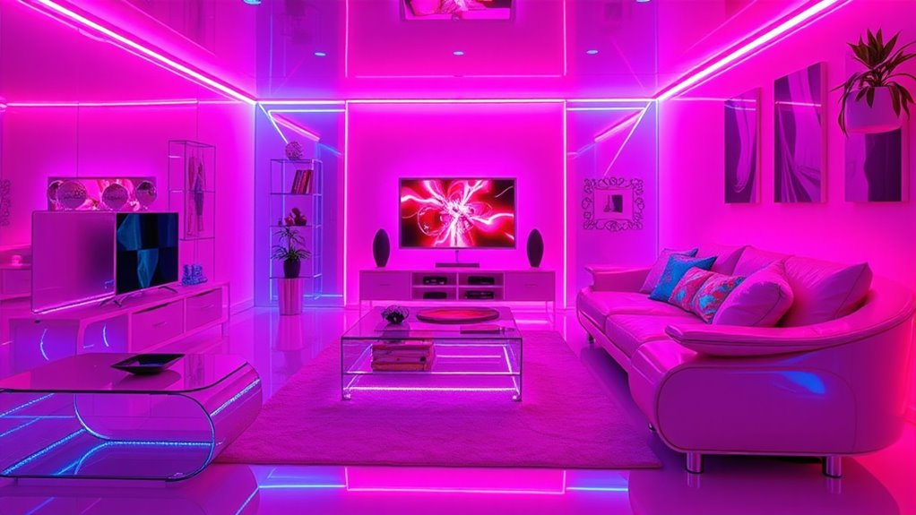 neon metallic retro accents