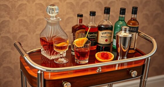 retro bar cart setup