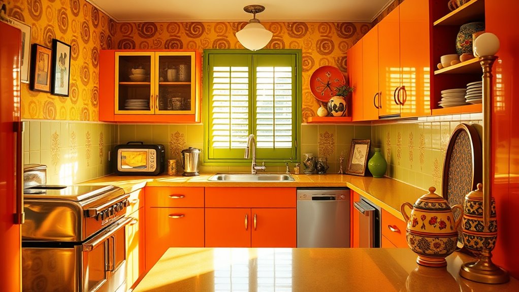 retro colors and geometric patterns