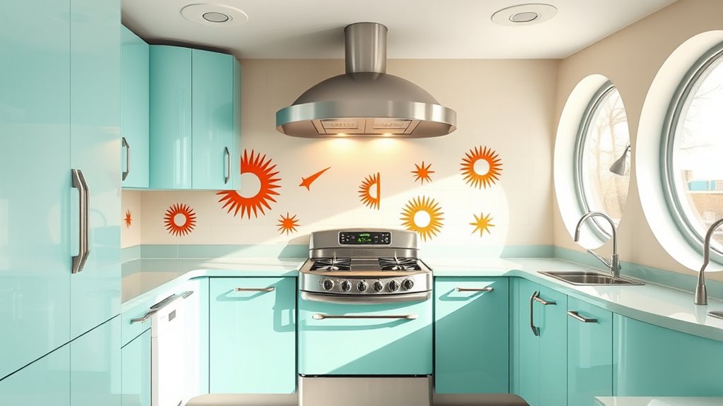 retro futuristic space age kitchen