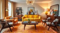 retro living room furniture arrangement