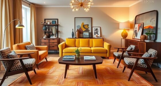retro living room furniture arrangement