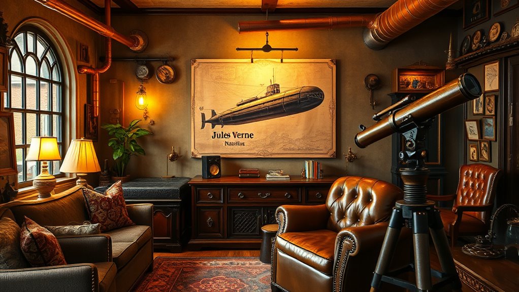 verne inspired steampunk interiors
