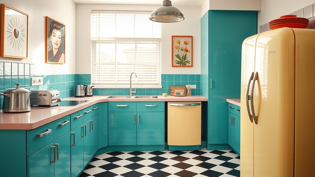 vintage appliances with vibrant colors