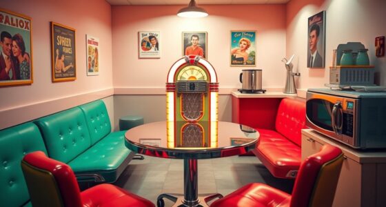 vintage office break room