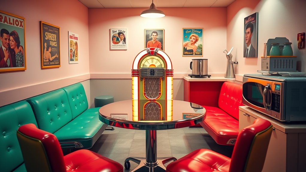 vintage office break room