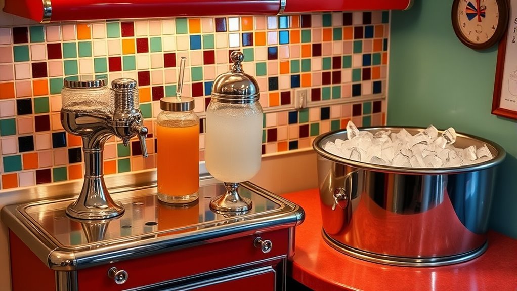 vintage soda fountain setup