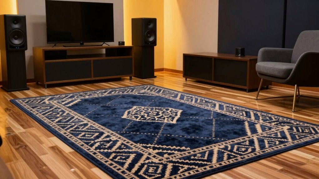 balanced sound absorbing rug placement