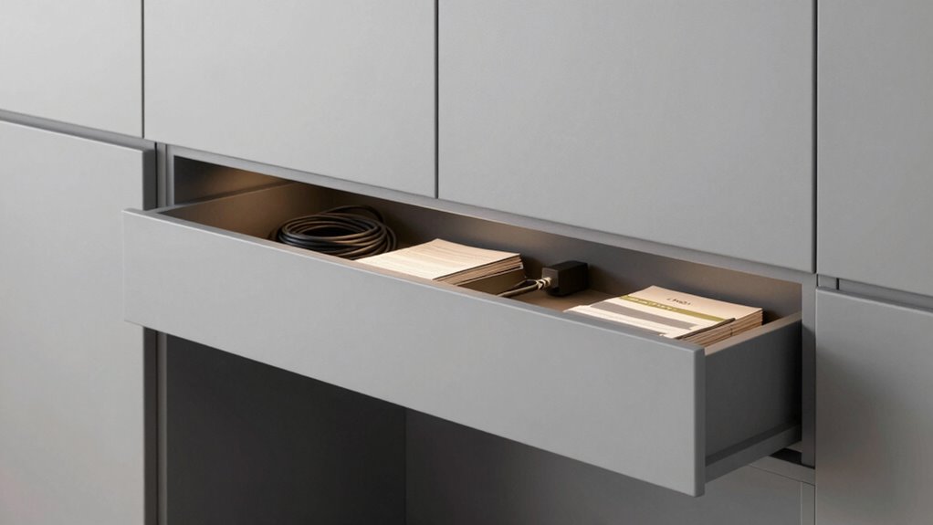 hidden cable and accessory storage