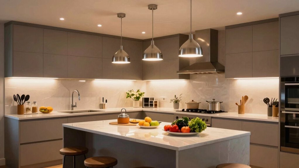 layered kitchen lighting design