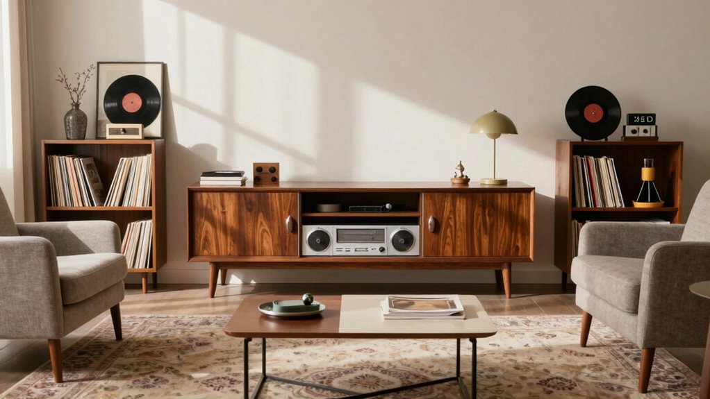 mid century stereo console arrangement