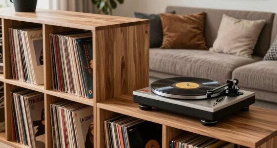 records falling from shelves