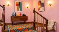 retro inspired stair landing decor