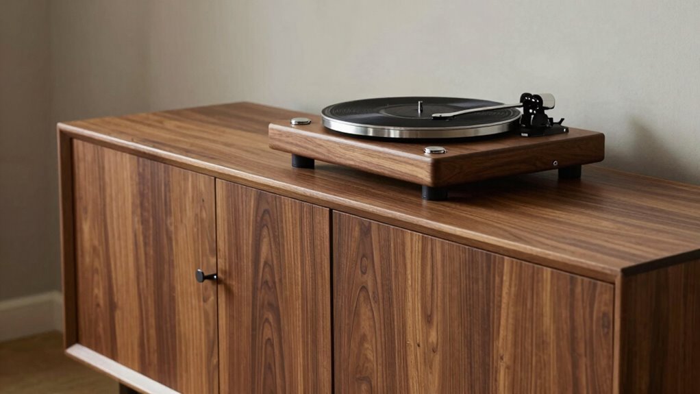 turntables on credenzas