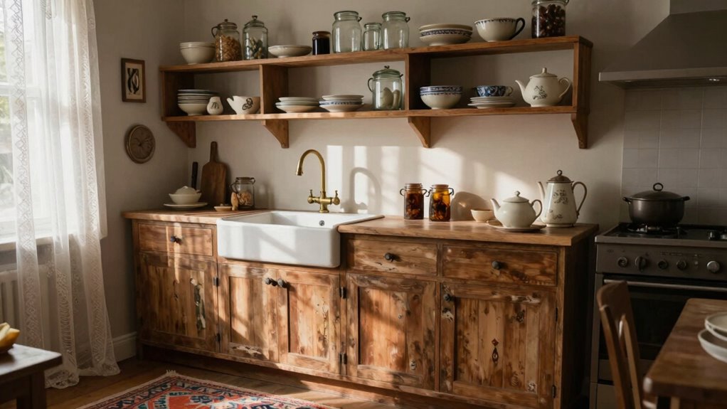 vintage inspired small kitchen organization