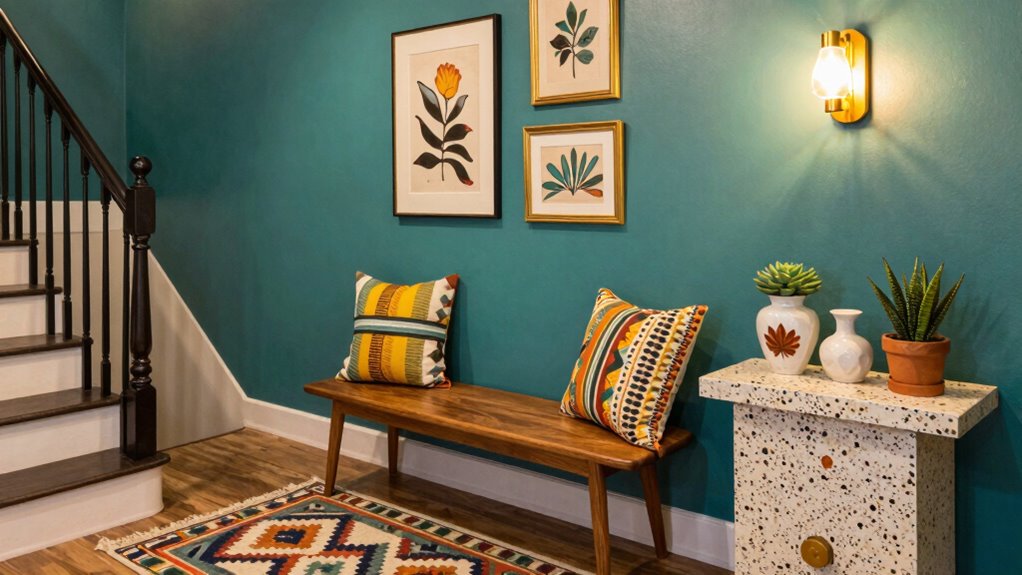 vintage lighting and bold colors