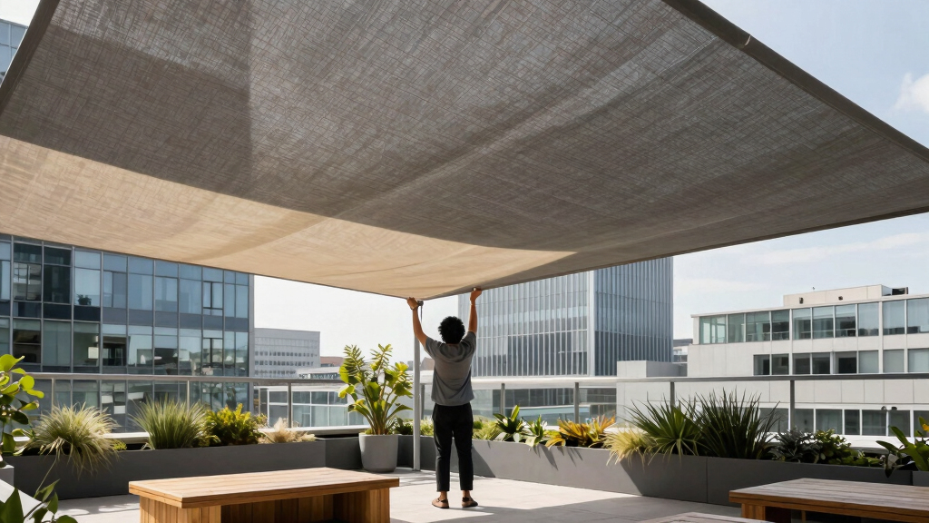 Heatherwick Studio and SPPARC shelter rooftop terrace with pleated canopy at London's Olympia