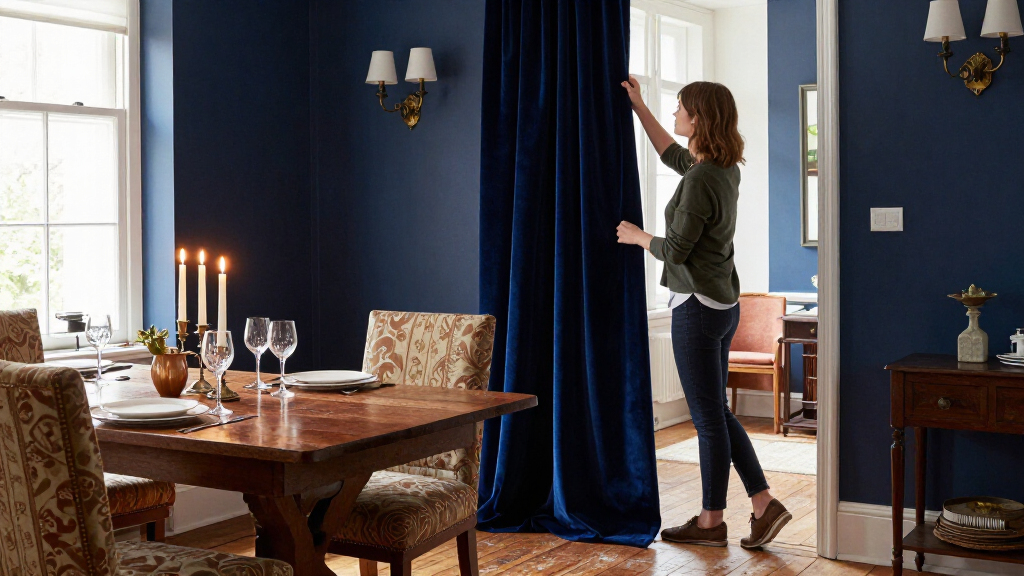 They Drenched A Dining Room In Deep Blue — Now It’s Moody And Vintage