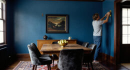 They Drenched A Dining Room In Deep Blue — Now It’s Moody And Vintage