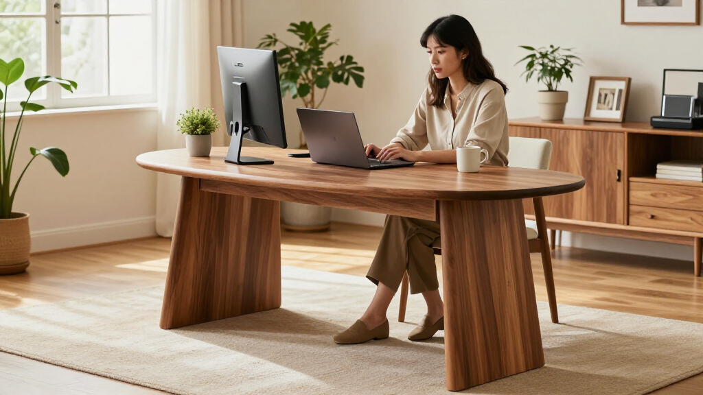 Don't Put Your Desk Against The Wall — This 'Bean Desk' Is How The Design Crowd Is Making The Most Of Their Small-ish Spaces