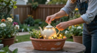 Gardener Turns An Old Teapot And Planter Into The Cutest Outdoor Light Feature