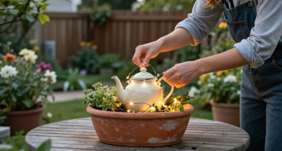 Gardener Turns An Old Teapot And Planter Into The Cutest Outdoor Light Feature