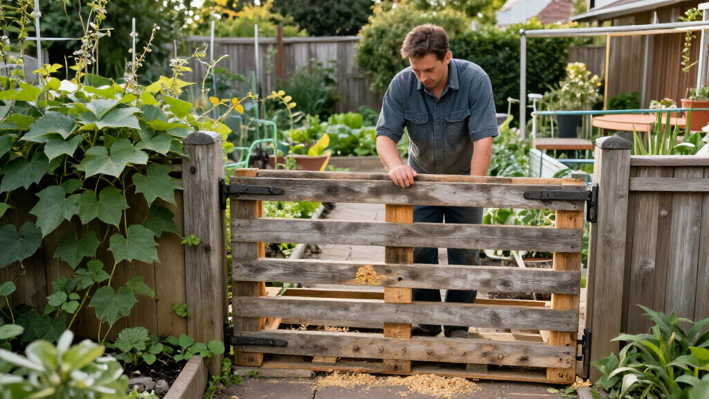 Man Uses Old Wood Pallets To Build A Rustic Garden Gate With An Impressive DIY