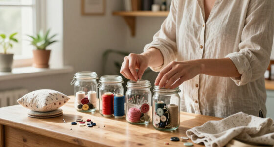 Savvy Upcyclers Transform Old Glass Jars Into A Sewing Kit With An Impressive DIY